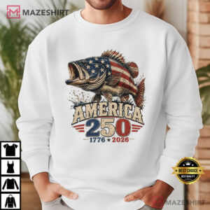 America 250th Bass Fishing Patriotic Angler T Shirt (2)