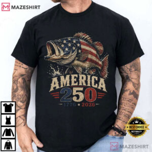 America 250th Bass Fishing Patriotic Angler T Shirt (3)