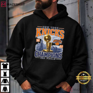 New York Knicks Champions 2026 NBA Finals Trophy City Skyline T Shirt (3)