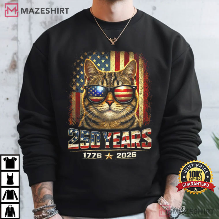 Independence Day 4th Of July Cat Lovers Purrfectly Patriotic 250 Years 250th T-Shirt Independence Day 4th Of July Cat Lovers Purrfectly Patriotic 250 Years 250th T-Shirt