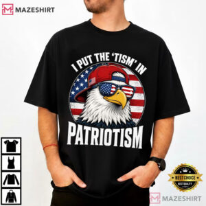 I Put The Tism In Patriotism Retro Eagle USA Flag 4th Of July T Shirt (1)