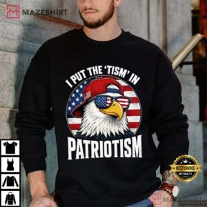 I Put The Tism In Patriotism Retro Eagle USA Flag 4th Of July T Shirt (2)