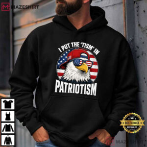 I Put The Tism In Patriotism Retro Eagle USA Flag 4th Of July T Shirt (3)