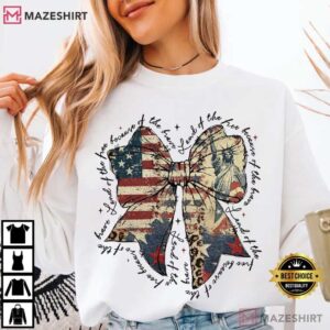 Land Of The Free Because Of The Brave Red Patriotic Coquette Bow T Shirt