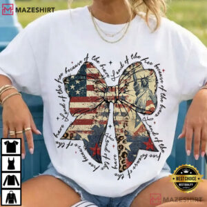 Land Of The Free Because Of The Brave Red Patriotic Coquette Bow T Shirt (3)