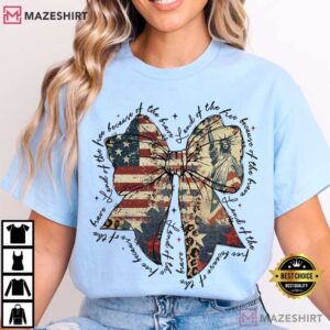 Land Of The Free Because Of The Brave Red Patriotic Coquette Bow T Shirt (4)