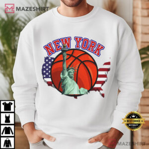 New York Basketball USA Flag Hoop T Shirt (4)