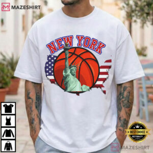 New York Basketball USA Flag Hoop T Shirt (1)