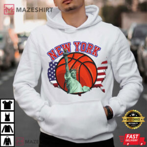 New York Basketball USA Flag Hoop T Shirt (2)