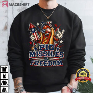 4th Of July Hotdog Pig Missiles And Freedom Patriotic BBQ T Shirt (2)