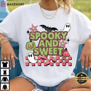 Spooky And Sweet Halloween Watermelon Funny Fall T Shirt (1)