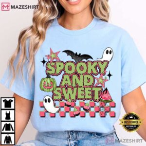 Spooky And Sweet Halloween Watermelon Funny Fall T Shirt (2)