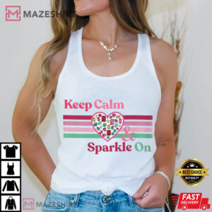 Keep Calm And Sparkle On Bomb Party Pink Gems T Shirt (3)