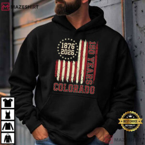 Colorado 150 Years Centennial State American Flag 4th Of July T Shirt (4)
