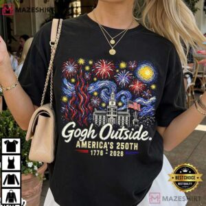 Gogh Outside America's 250th 1776 2026 Starry Night USA T Shirt (4)