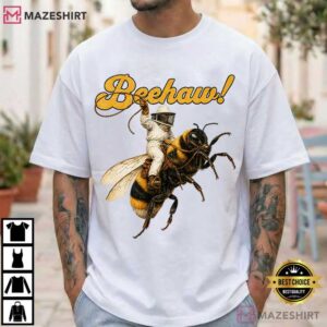 Beehaw Cowboy Bee Beekeeping Rodeo Retro Graphic T Shirt (1)