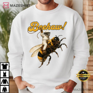 Beehaw Cowboy Bee Beekeeping Rodeo Retro Graphic T Shirt (2)