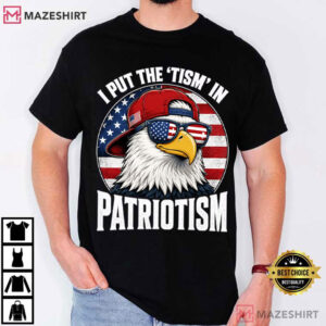 I Put The Tism In Patriotism Retro Eagle USA Flag 4th Of July T Shirt (1)