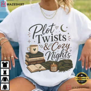 Plot Twists And Cozy Nights Book Lover Reading T Shirt (1)
