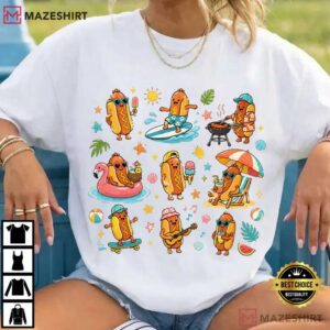 Hot Dog Funny Summer Beach Food Cute Surfing T Shirt (4)