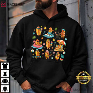 Hot Dog Funny Summer Beach Food Cute Surfing T Shirt (2)