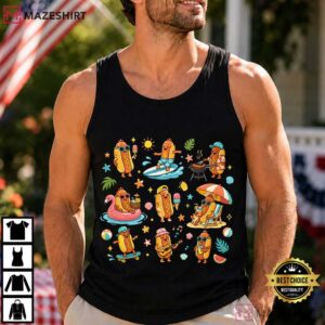 Hot Dog Funny Summer Beach Food Cute Surfing T Shirt (3)