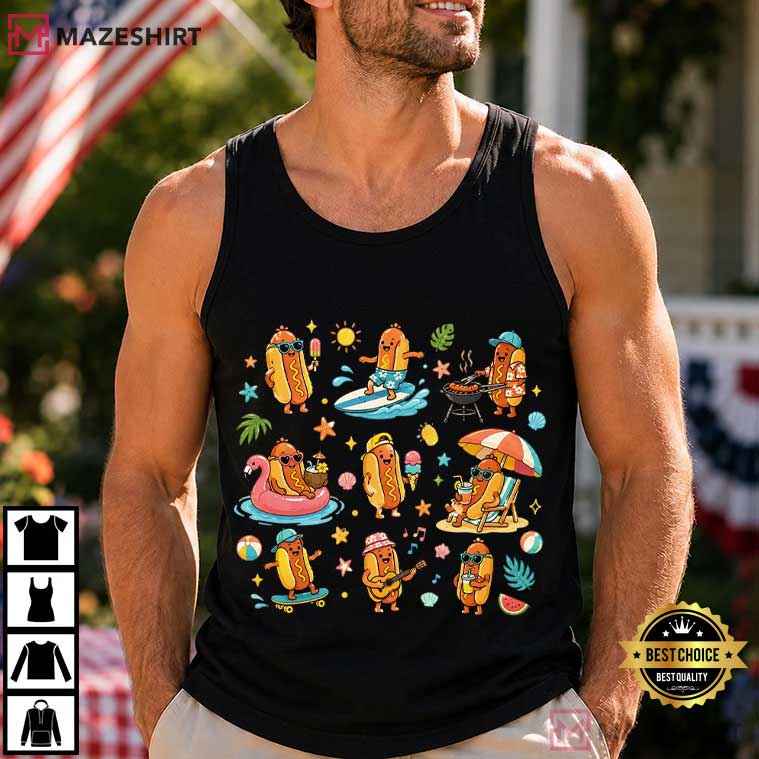 Hot Dog Funny Summer Beach Food Cute Surfing T-Shirt Hot Dog Funny Summer Beach Food Cute Surfing T-Shirt