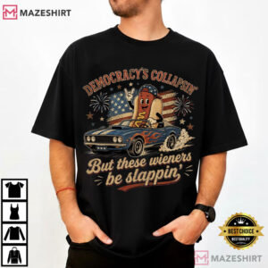 Democracy Collapsing Weiners Slappin Hot Dog American Flag T Shirt (1)