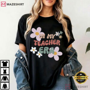 In My Teacher Era Groovy Floral Teacher T Shirt (2)