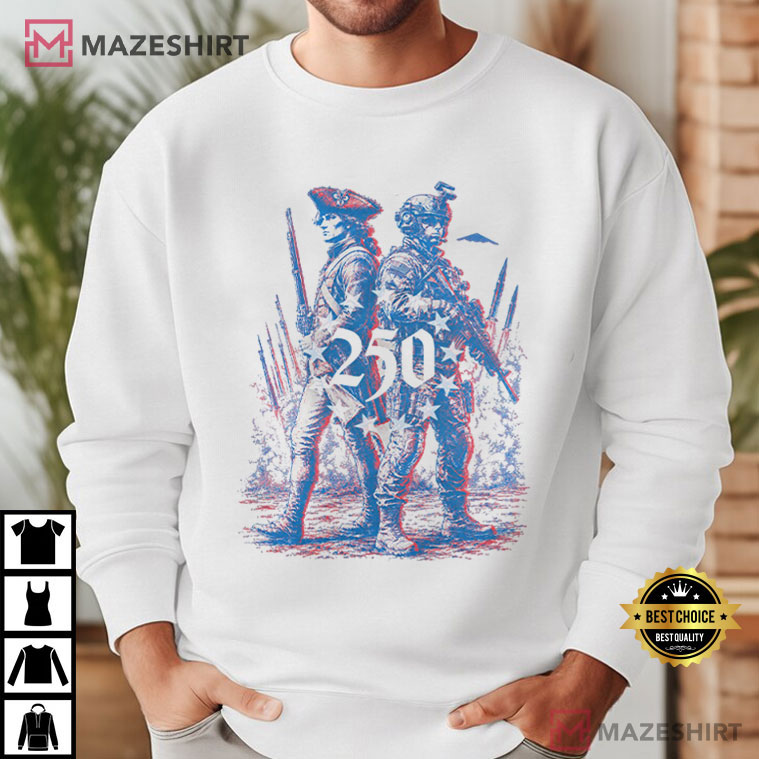 Patriotic 250th Anniversary USA 1776-2026 Revolutionary Modern Soldier T-Shirt Patriotic 250th Anniversary USA 1776-2026 Revolutionary Modern Soldier T-Shirt