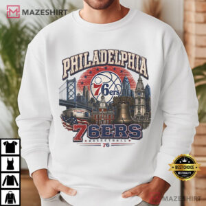 Philadelphia 76ers Philly Skyline Vintage Basketball NBA T Shirt (4)