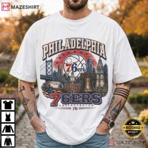 Philadelphia 76ers Philly Skyline Vintage Basketball NBA T Shirt (1)