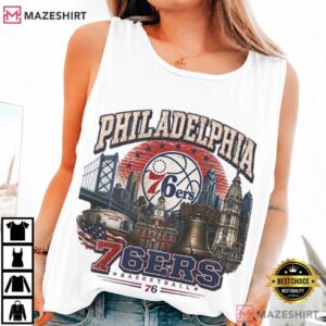 Philadelphia 76ers Philly Skyline Vintage Basketball NBA T Shirt (2)