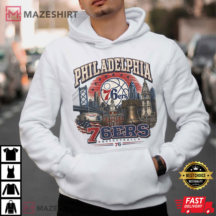 Philadelphia 76ers Philly Skyline Vintage Basketball NBA T-Shirt Philadelphia 76ers Philly Skyline Vintage Basketball NBA T-Shirt