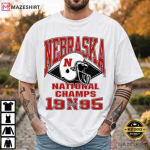 Nebraska Cornhuskers NCAA Vintage 90s National Champs Logo Football T (3)