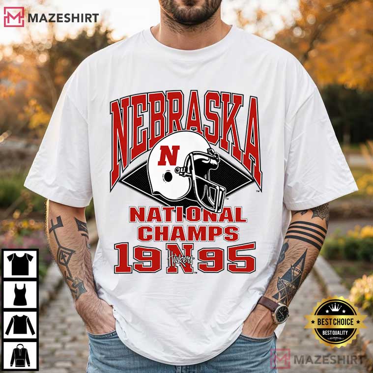 Nebraska Cornhuskers NCAA Vintage 90s National Champs Logo Football T-Shirt