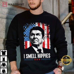 I Smell Hippies Ronald Reagan Political T Shirt (2)