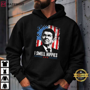 I Smell Hippies Ronald Reagan Political T Shirt (3)