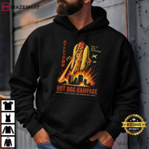 Hot Dog Rampage Vintage Funny Food Graphic T Shirt (2)
