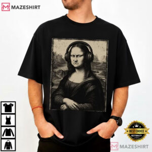 Mona Lisa Bass Face Funny Music Lovers DJs Producers T Shirt (1)