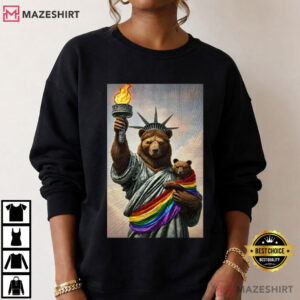 Bear Statue Of Liberty Pride T Shirt (4)