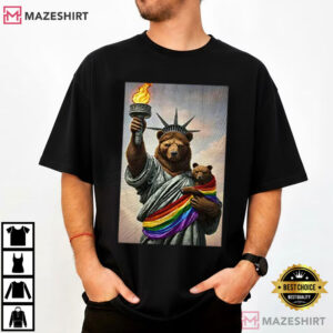 Bear Statue Of Liberty Pride T Shirt (1)