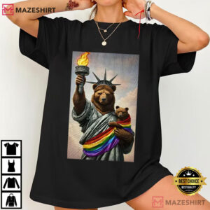 Bear Statue Of Liberty Pride T Shirt (2)