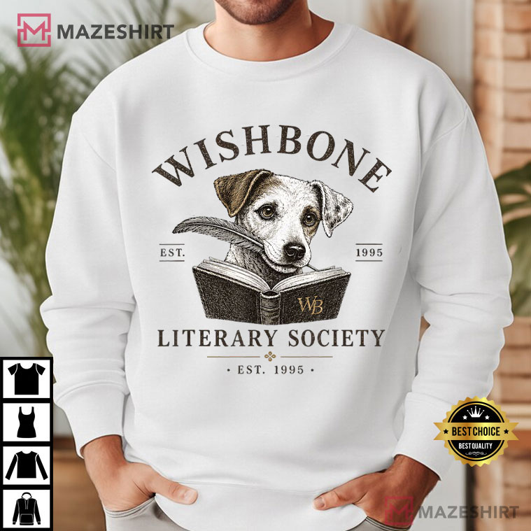 Wishbone Dog Vintage Literary Society Book Lover T-Shirt Wishbone Dog Vintage Literary Society Book Lover T-Shirt