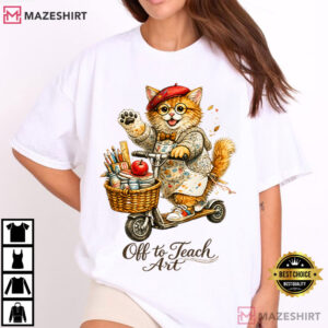 Artist Off Teach Art Teacher Cute Cat Back To School T Shirt (1)