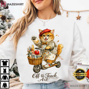 Artist Off Teach Art Teacher Cute Cat Back To School T Shirt (2)