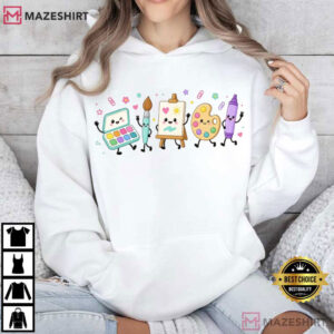 Art Teacher Kawaii Paint Brush Palette Crayon Art Class T Shirt (4)