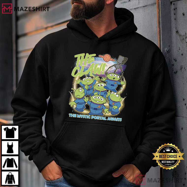 Disney Toy Story Aliens The Claw Pizza Planet The Mystic Portal Awaits T-Shirt Disney Toy Story Aliens The Claw Pizza Planet The Mystic Portal Awaits T-Shirt