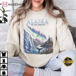Alaska Northern Lights The Last Frontier Whale Tail Mountain Landscape T Shirt (2)