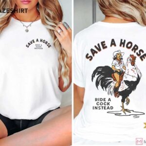 Save A Horse Rooster Rodeo Cowgirl Western Graphic T-Shirt
